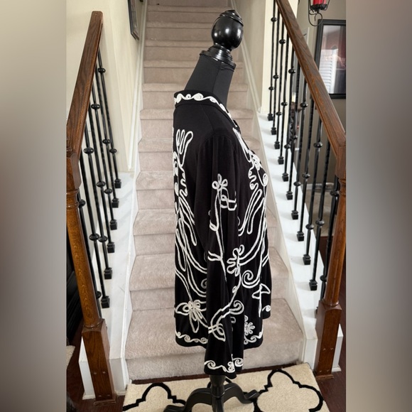 Carole Little Black Tunic with White Embroidery - Picture 2 of 5